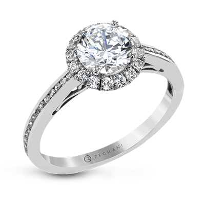 14K Gold Diamond Halo Engagement Ring