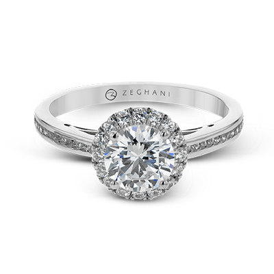 14K Gold Diamond Halo Engagement Ring