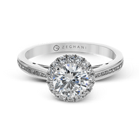 14K Gold Diamond Halo Engagement Ring