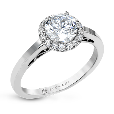 14k White Gold Diamond Halo Engagement Ring