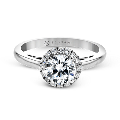 14k White Gold Diamond Halo Engagement Ring