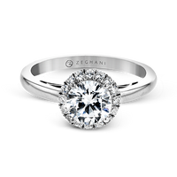 14k White Gold Diamond Halo Engagement Ring