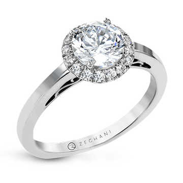 14k White Gold Diamond Halo Engagement Ring