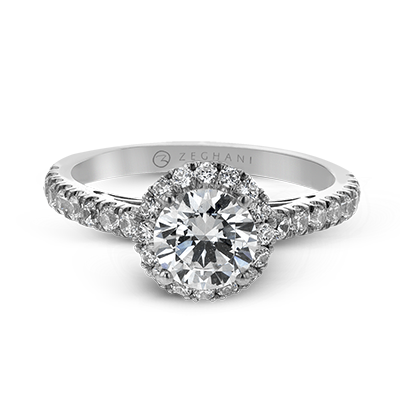 14K Diamond Halo Engagement Ring