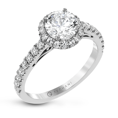 14K Diamond Halo Engagement Ring