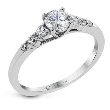 14K White Gold Diamond Multi Stone Engagement Ring