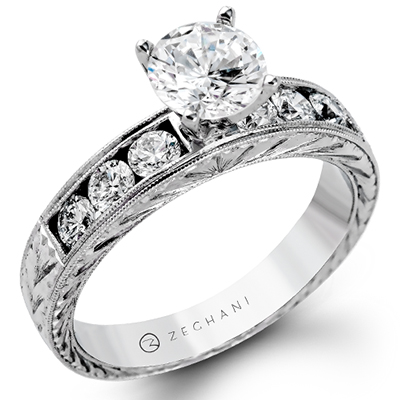 Zeghani 14K Diamond Milgrain Engagement Ring