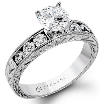 Zeghani 14K Diamond Milgrain Engagement Ring