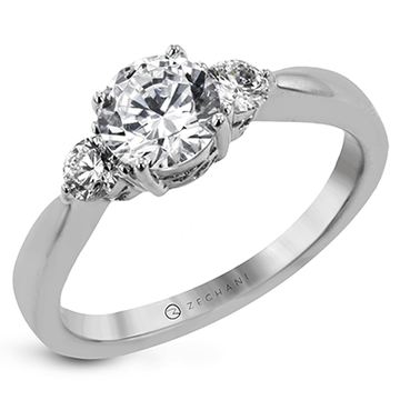 14k White Gold Three-stone Engagement Ring