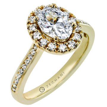 Yellow Gold Diamond with Halo Engagement Ring
