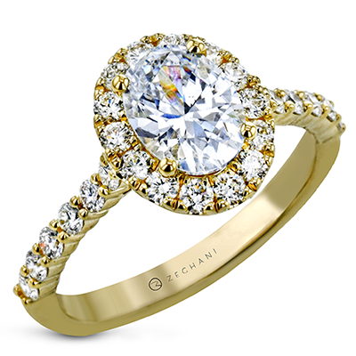 14K Gold Oval Cut Diamond Halo Engagement Ring