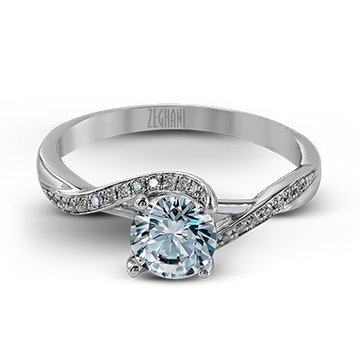 14k White Gold 0.71 Round Diamond Engagement Ring