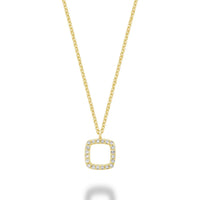 14K Gold Open Diamond Cushion Necklace