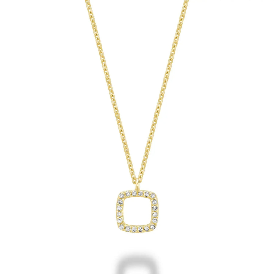 14K Gold Open Diamond Cushion Necklace