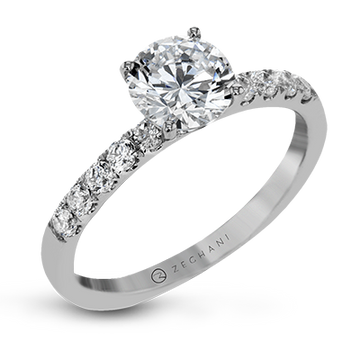 Zeghani 14k White Gold Multi-Stone Engagement Ring