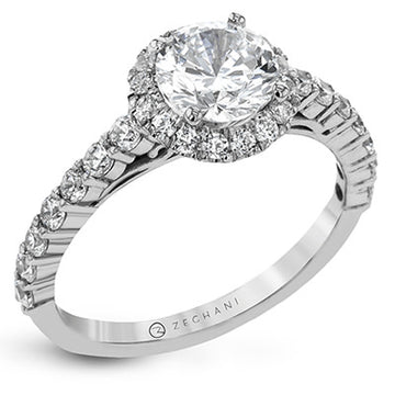 Zeghani 14k White Gold Diamond Halo Engagement Ring