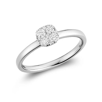 14K White Gold Diamond Cushion Cluster Ring