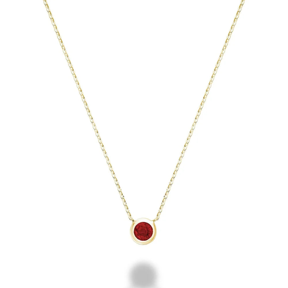 10K Gold Bezel Set Gemstone Necklace