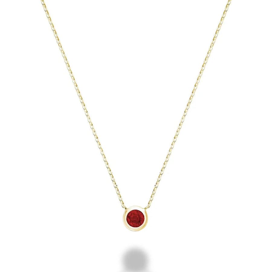 10K Gold Bezel Set Gemstone Necklace