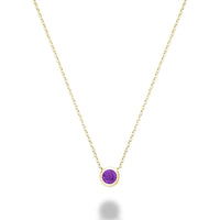 10K Gold Bezel Set Gemstone Necklace