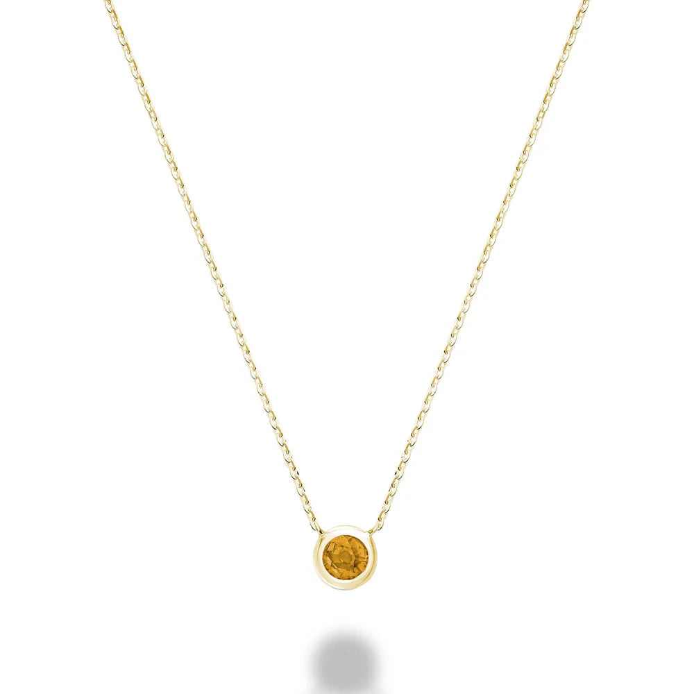 10K Gold Bezel Set Gemstone Necklace