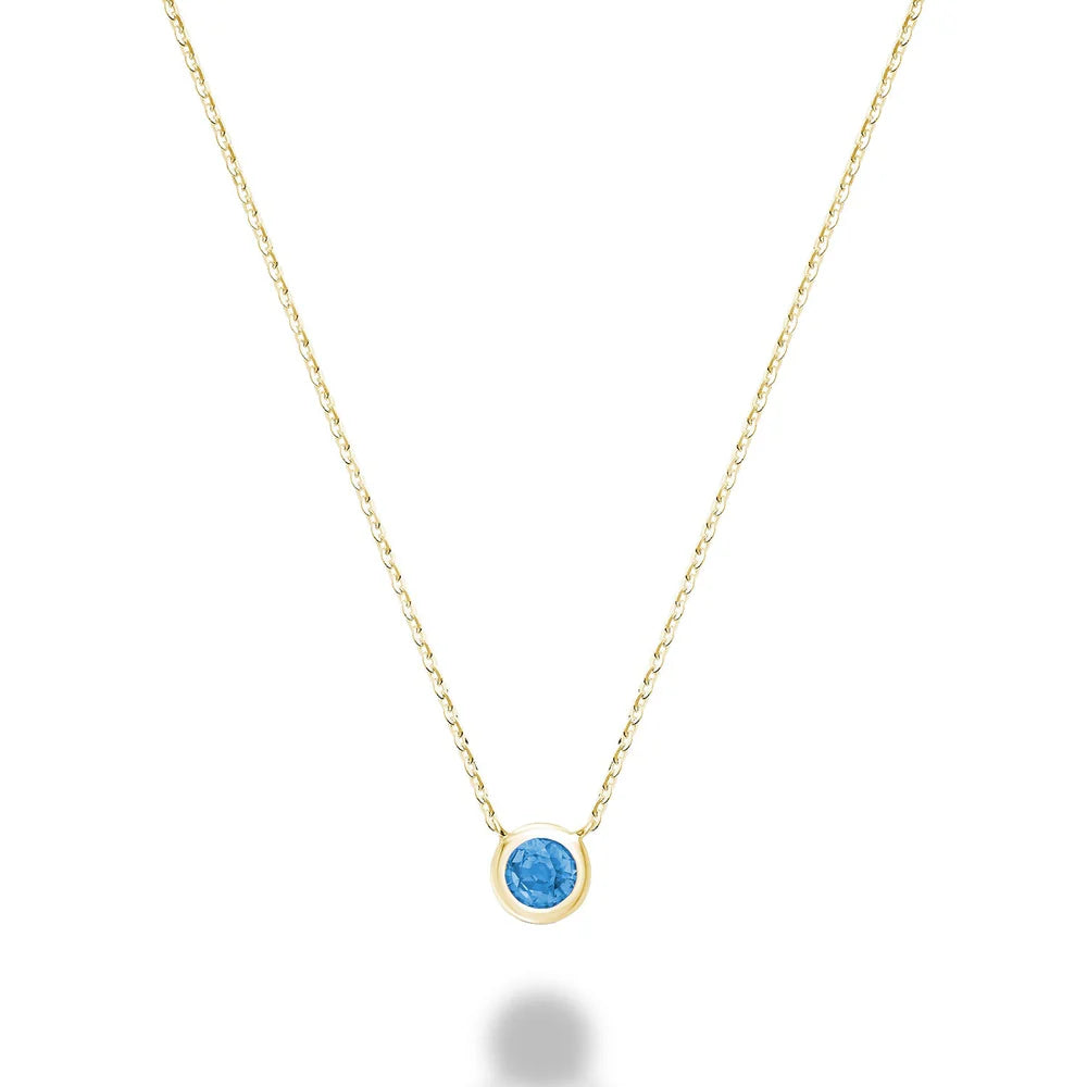 10K Gold Bezel Set Gemstone Necklace