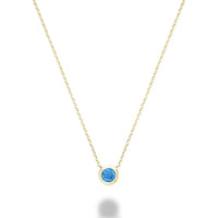 10K Gold Bezel Set Gemstone Necklace