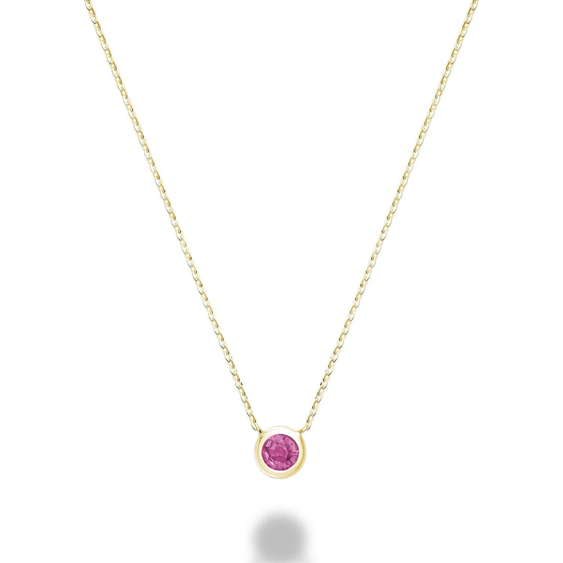 10K Gold Bezel Set Gemstone Necklace