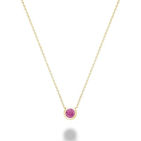 10K Gold Bezel Set Gemstone Necklace