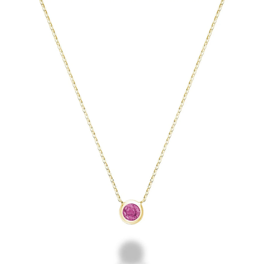 10K Gold Bezel Set Gemstone Necklace