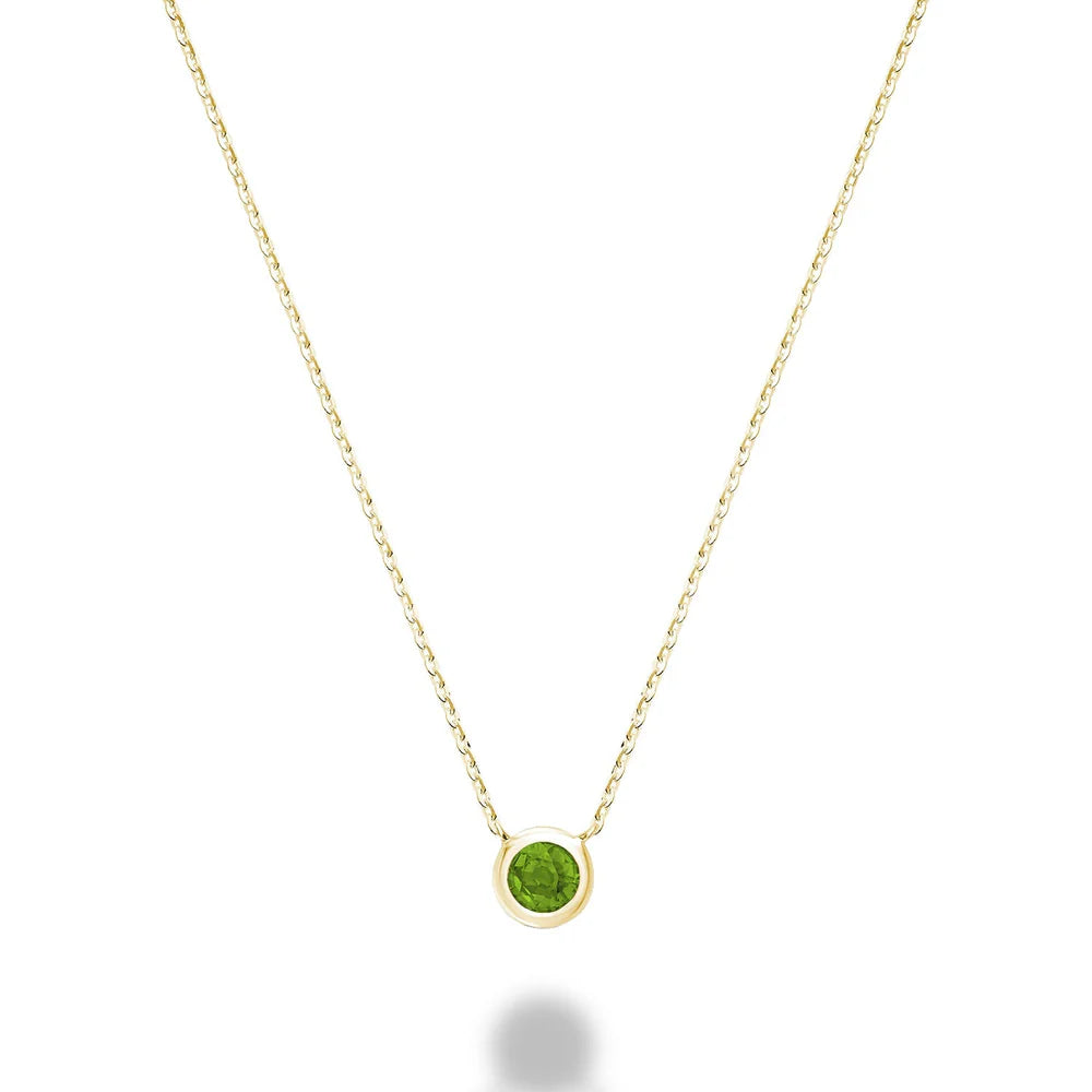 10K Gold Bezel Set Gemstone Necklace