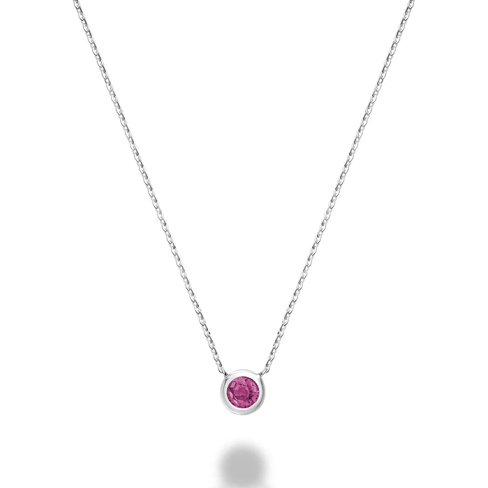 10K Gold Bezel Set Gemstone Necklace