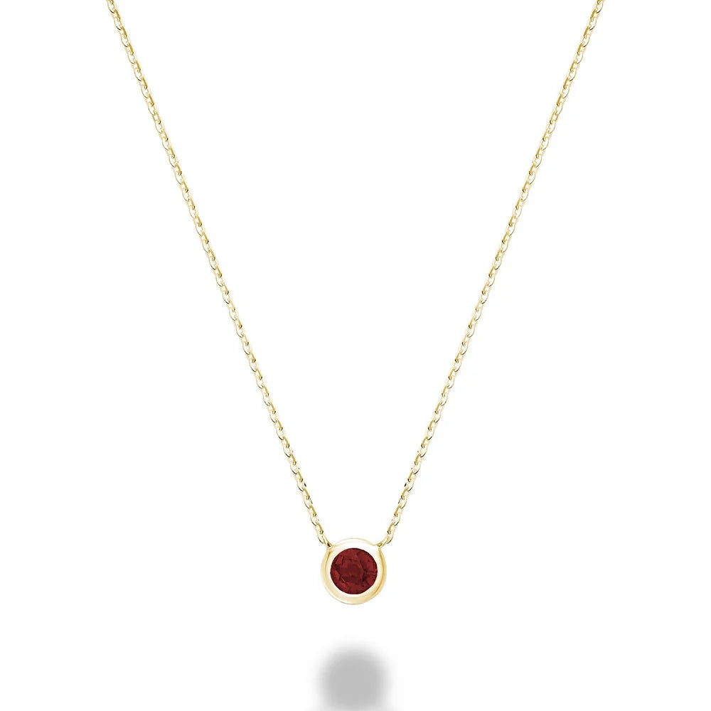 10K Gold Bezel Set Gemstone Necklace