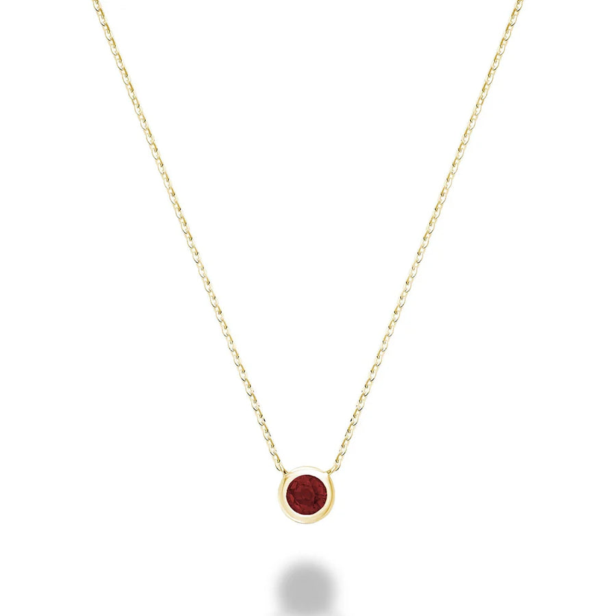 10K Gold Bezel Set Gemstone Necklace