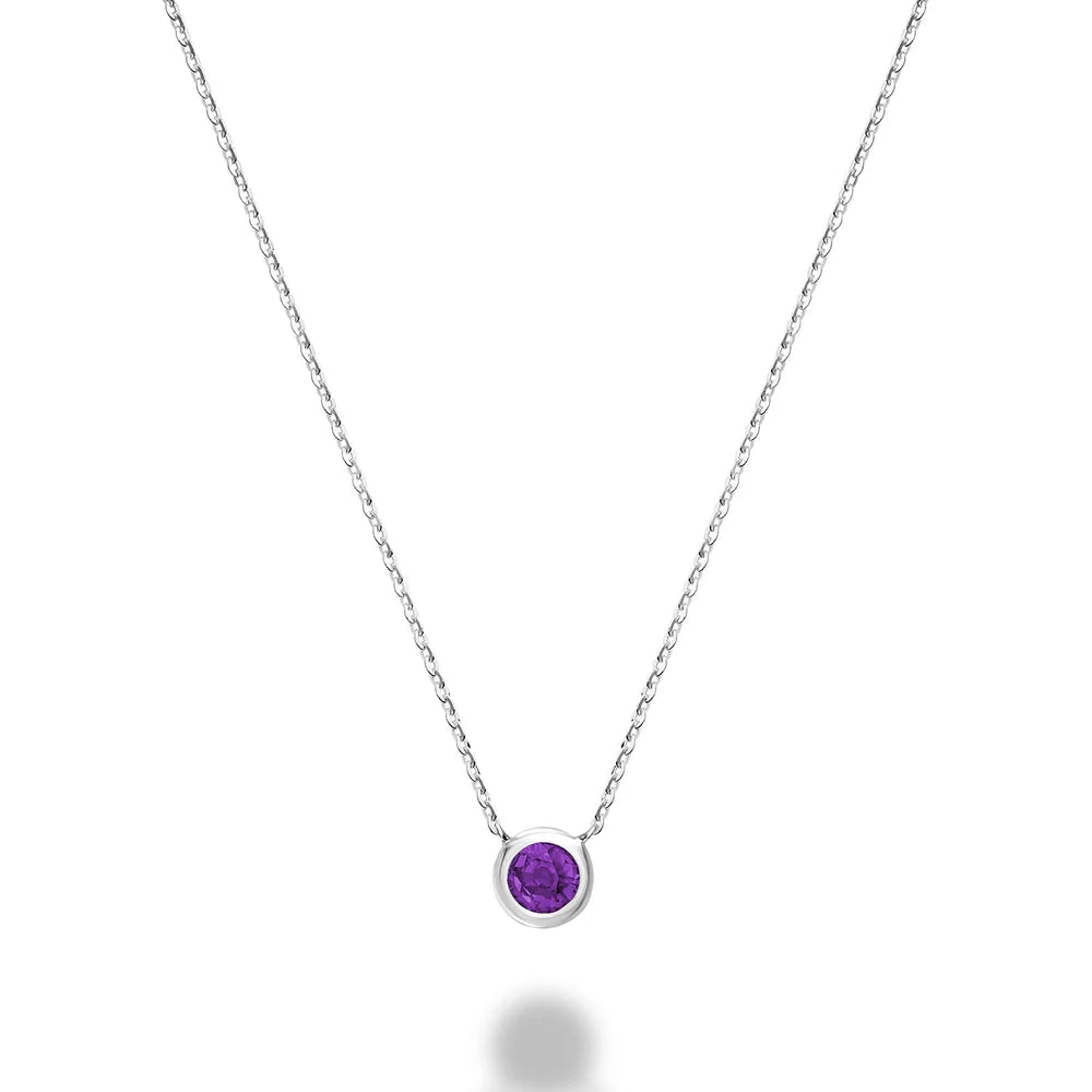 10K Gold Bezel Set Gemstone Necklace