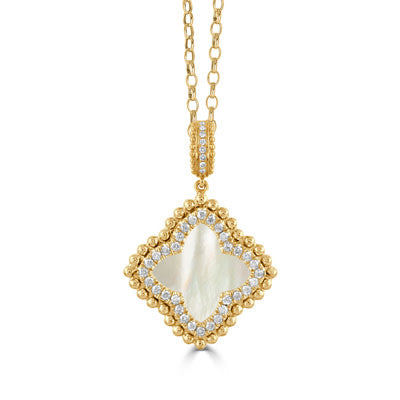 18K Yellow Gold Byzantine Diamond & Pearl Necklace