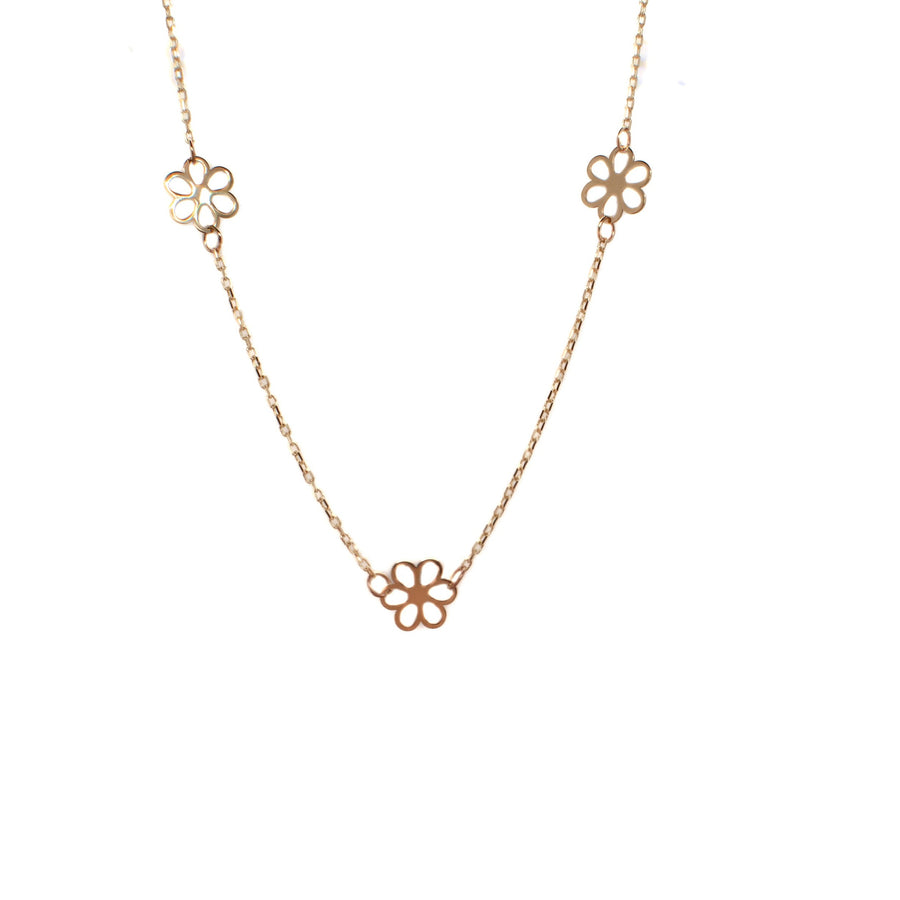10K Yellow Gold Flower Necklace