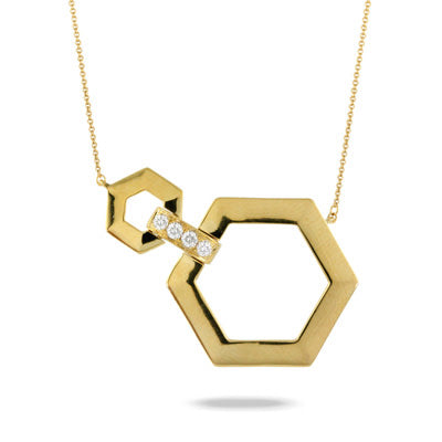 18K Yellow Gold Diamond Necklace Fibonacci