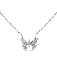 14k Gold Diamond Butterfly Necklace