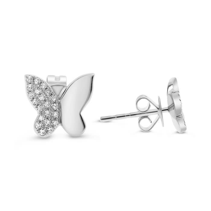 14k White Gold Butterfly Earrings