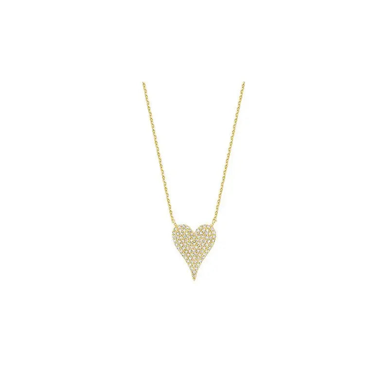 10k Gold Diamond Flat Heart Necklace