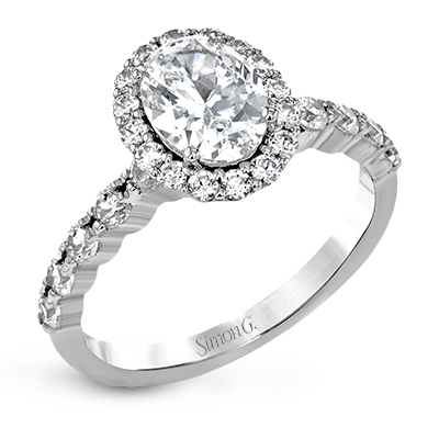 Simon G 18k White Gold Diamond Oval Halo