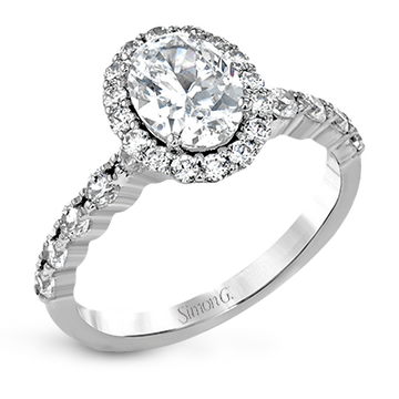 Simon G 18k White Gold Diamond Oval Halo