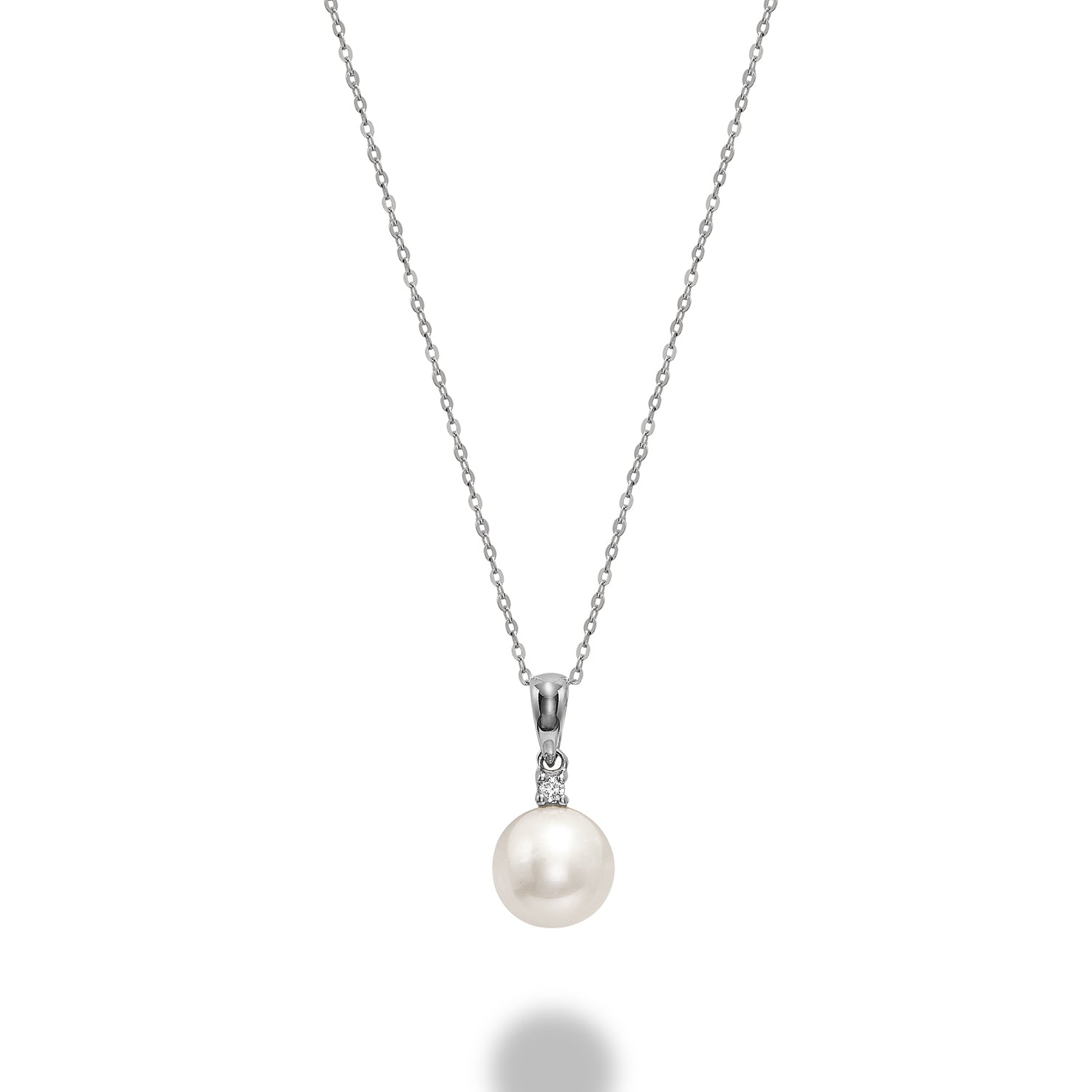 10k Gold White Pearl Diamond Necklace