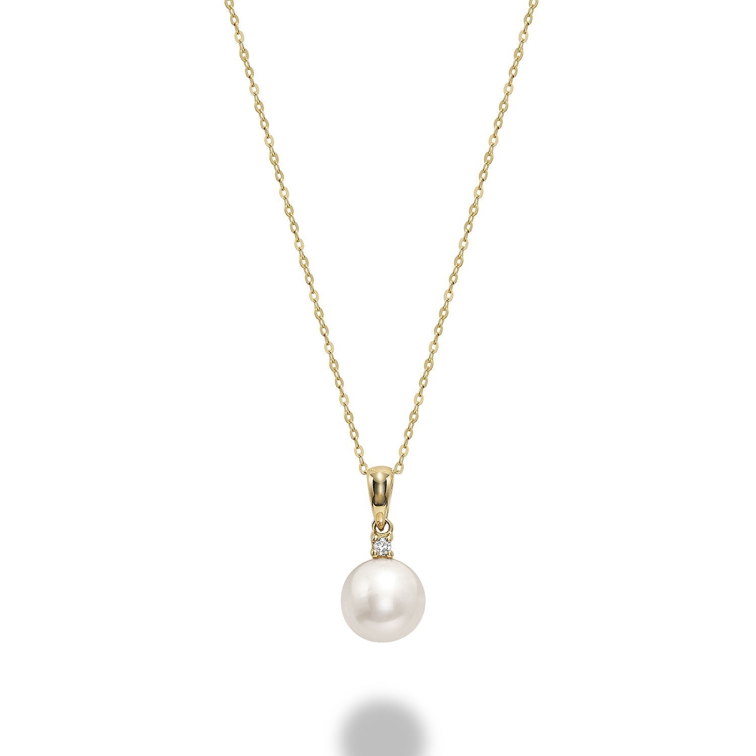 10k Gold White Pearl Diamond Necklace