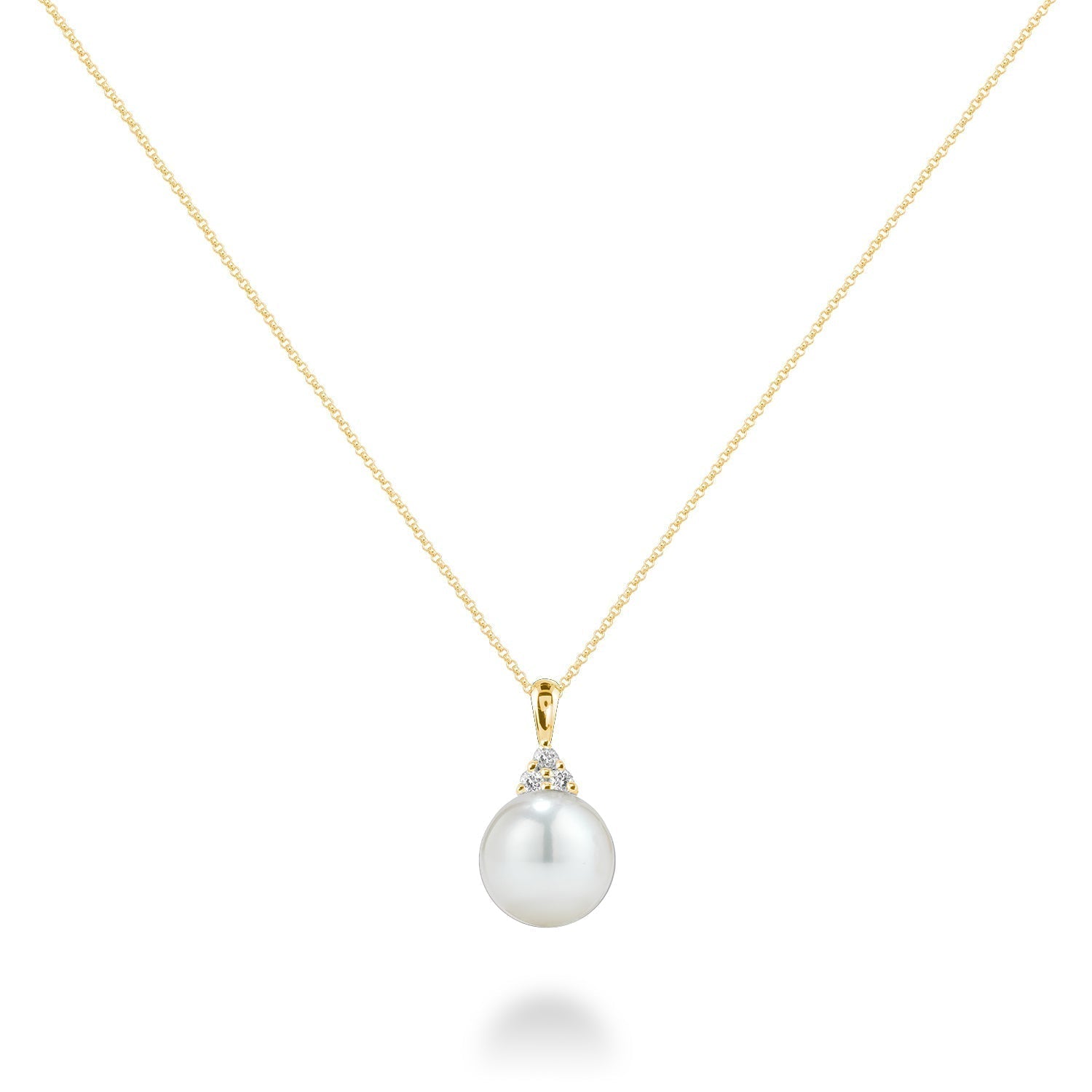 14k Gold White Pearl Diamond Necklace