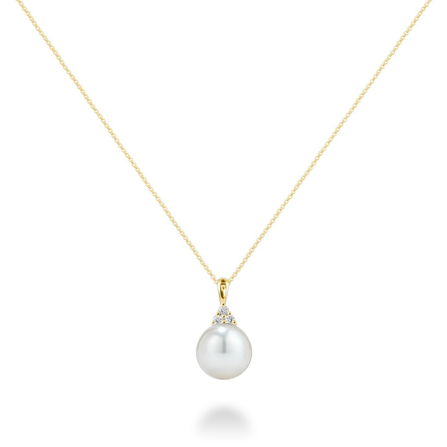 14k Gold White Pearl Diamond Necklace