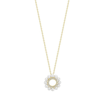 14K Gold Cultured Pearl & Diamond Pendant