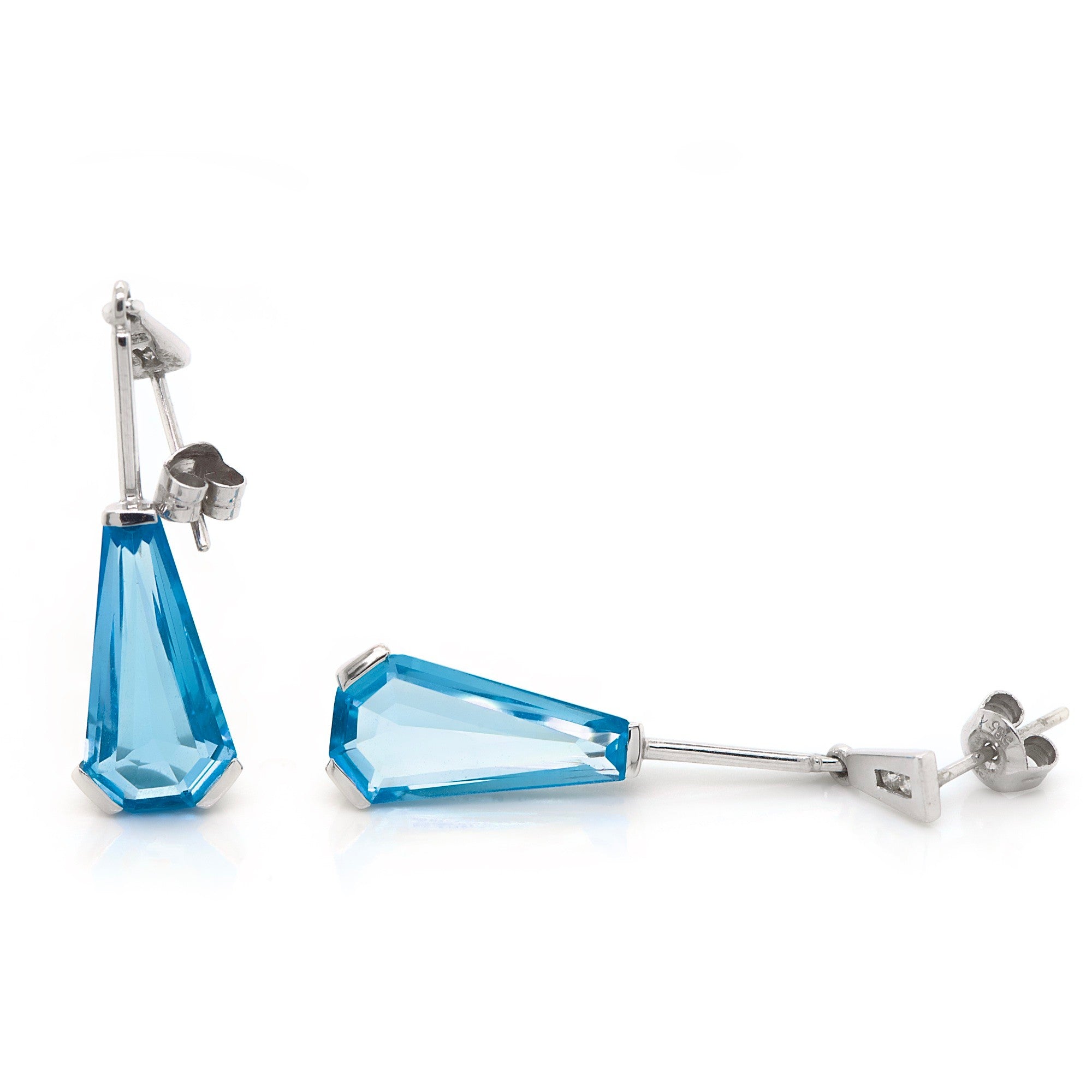 Blue Topaz Stud Dangle Earrings