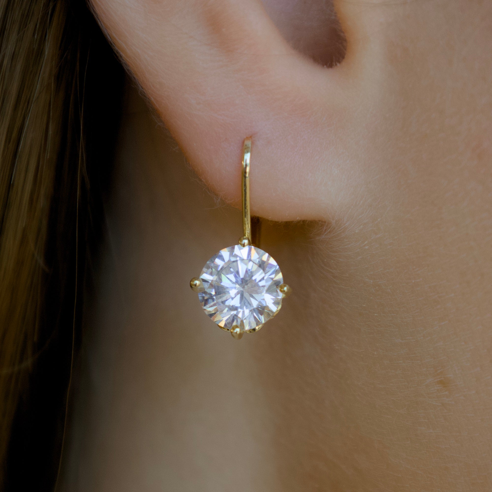 Round Cubic Zirconia Drop Earrings